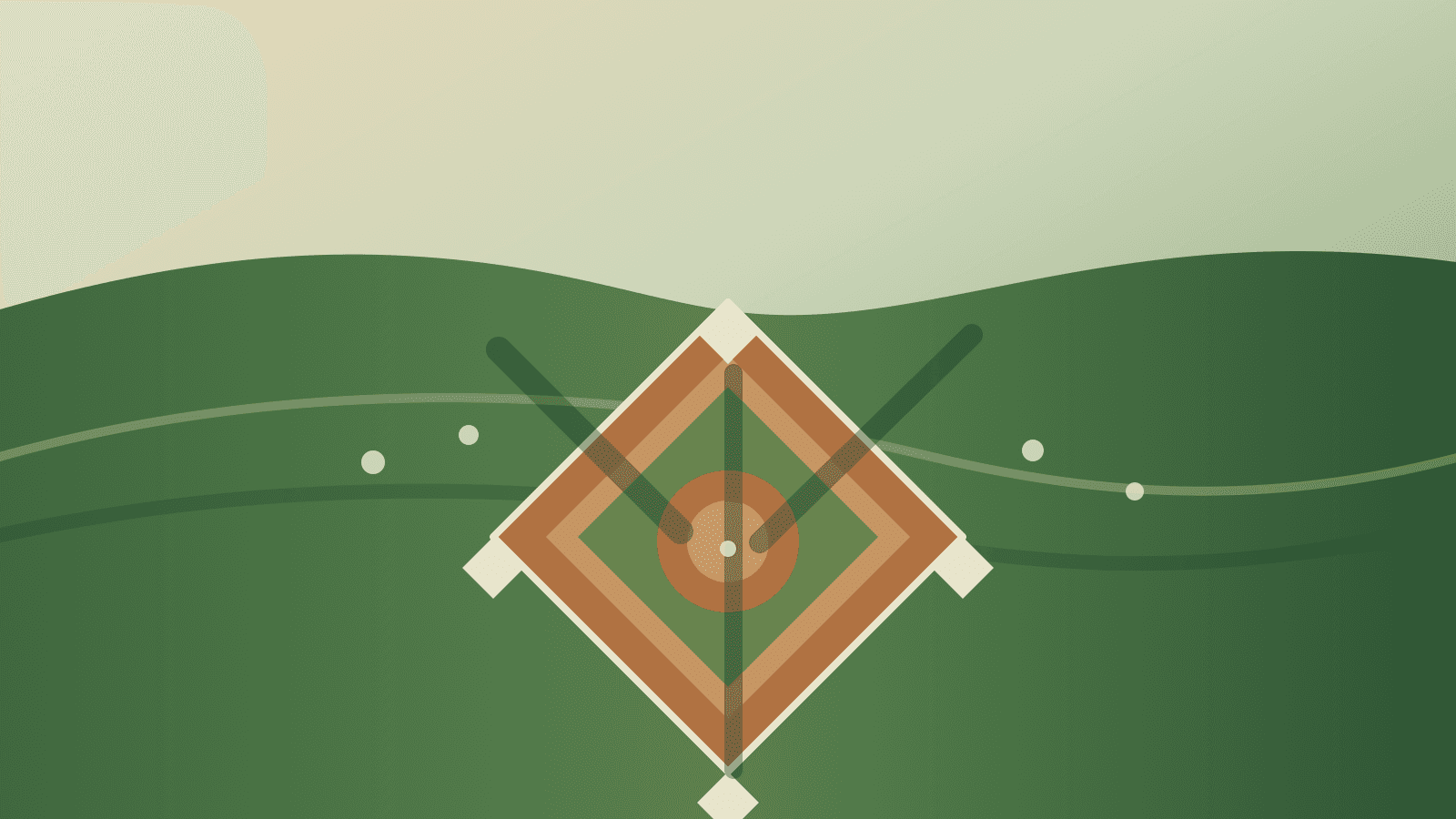 A stylized sandlot baseball field